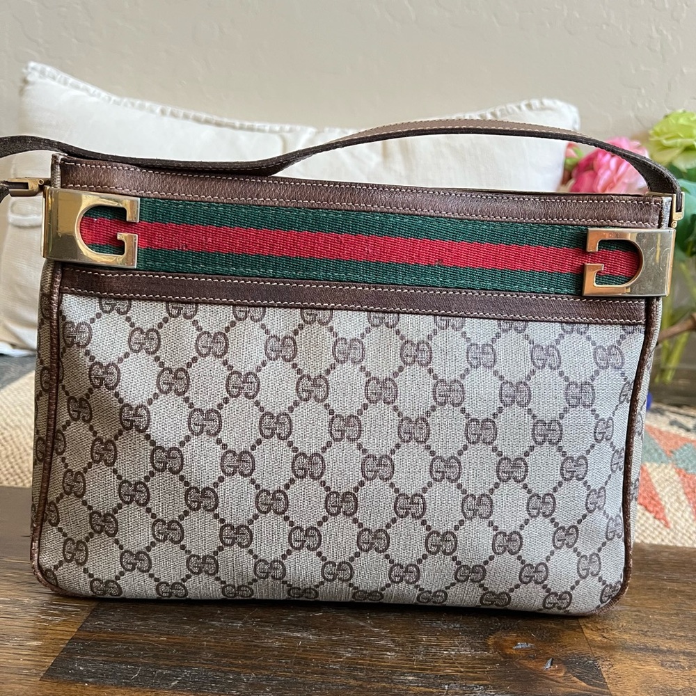 GUCCI Web Sherry Line Vintage Shoulder Bag Purse
